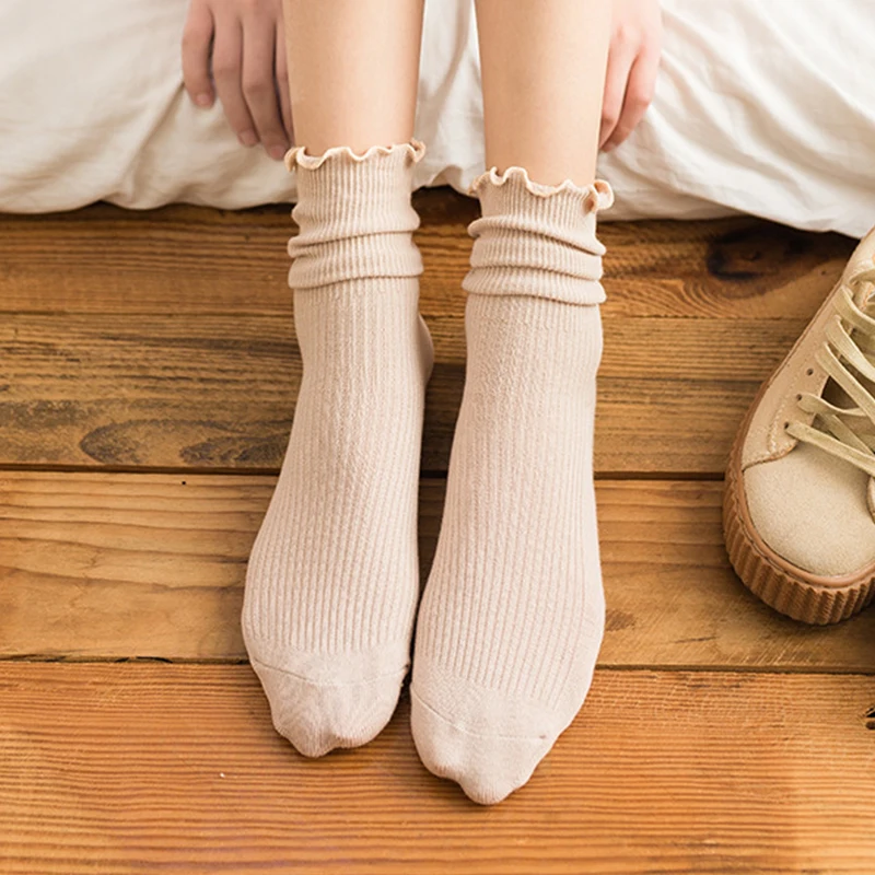 Женские хлопковые носки с рюшами