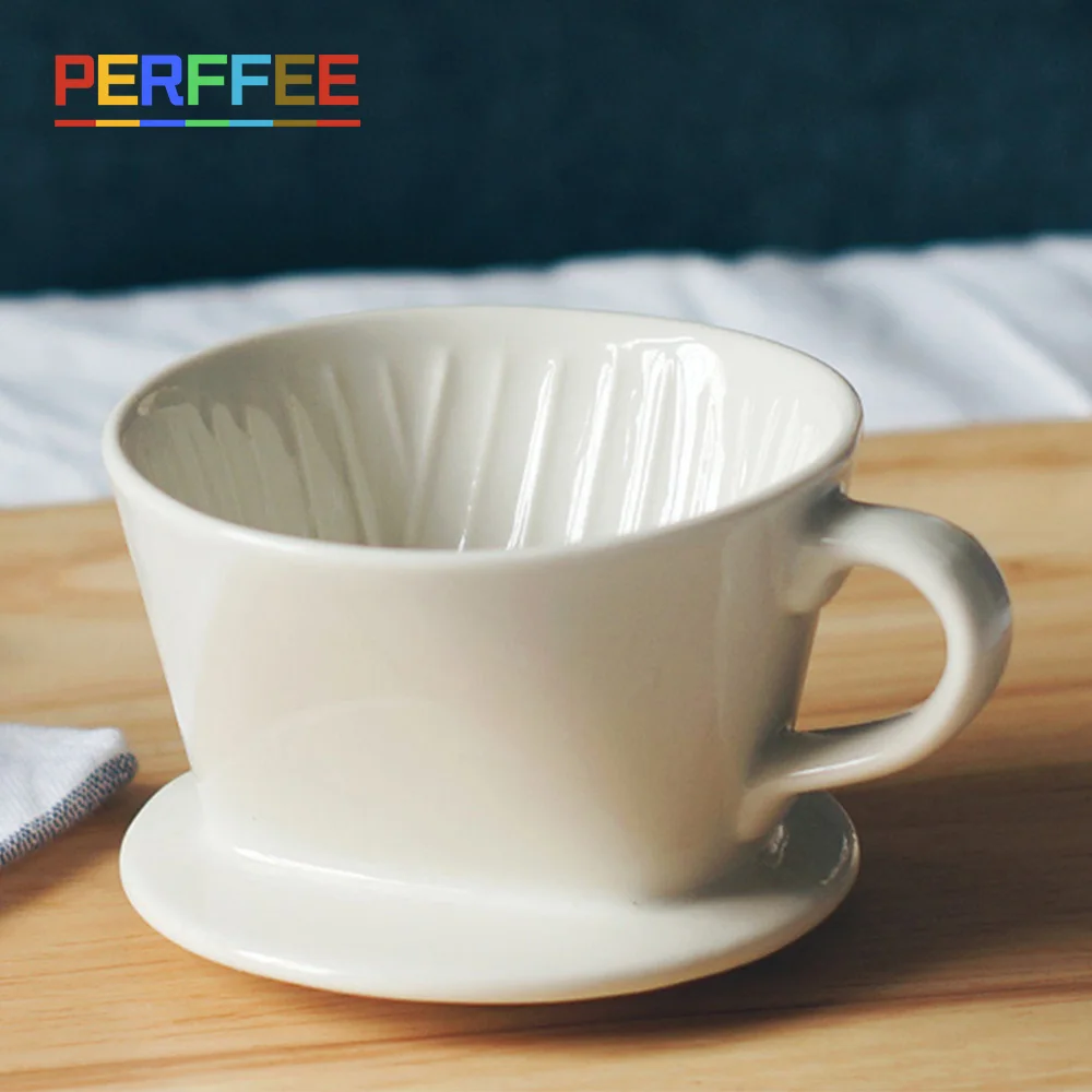 Ceramic Coffee Dripper Sector Drip Coffee Funnel Pour Over Espresso Coffee Dripper 101 102 Reusable Hand Brewed Coffee Filter