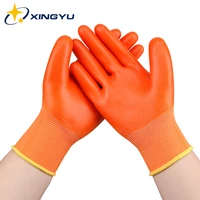 garden gloves outdoor working auto repair mechanical gloves 6 pairs orange vinyl coating security protection oilproof gloves