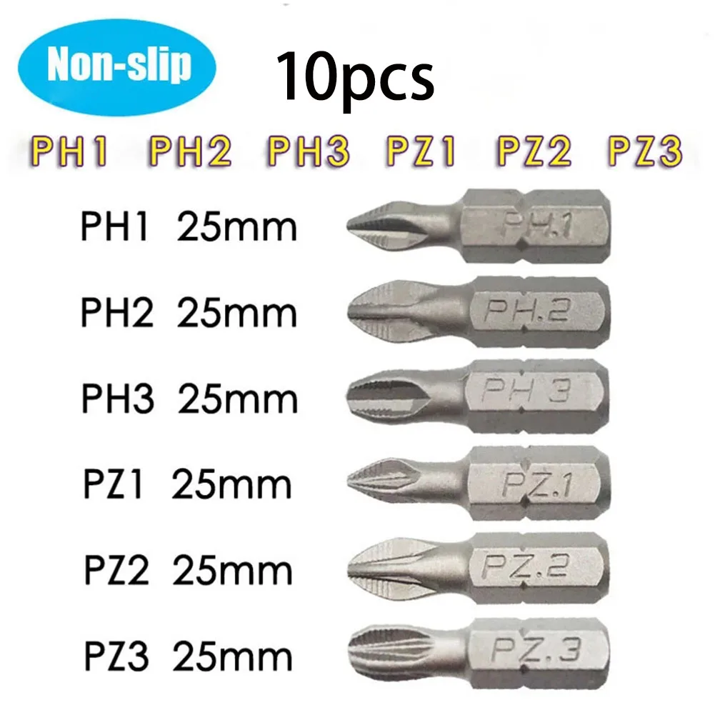 Набор отверток PH с шестигранным хвостовиком PH1/PZ1/PH2/PZ2/PH3/PZ3 набор 10 шт. сверл