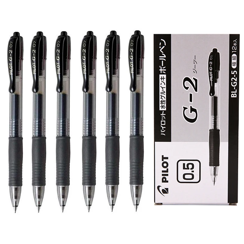 12pcs/Box PILOT BL-G2 Retractable Gel Ink Pen Set 0.38mm 05mm 07mm Tip Roller Ball Pens Comfort Grip School Supplies Pilot Pen