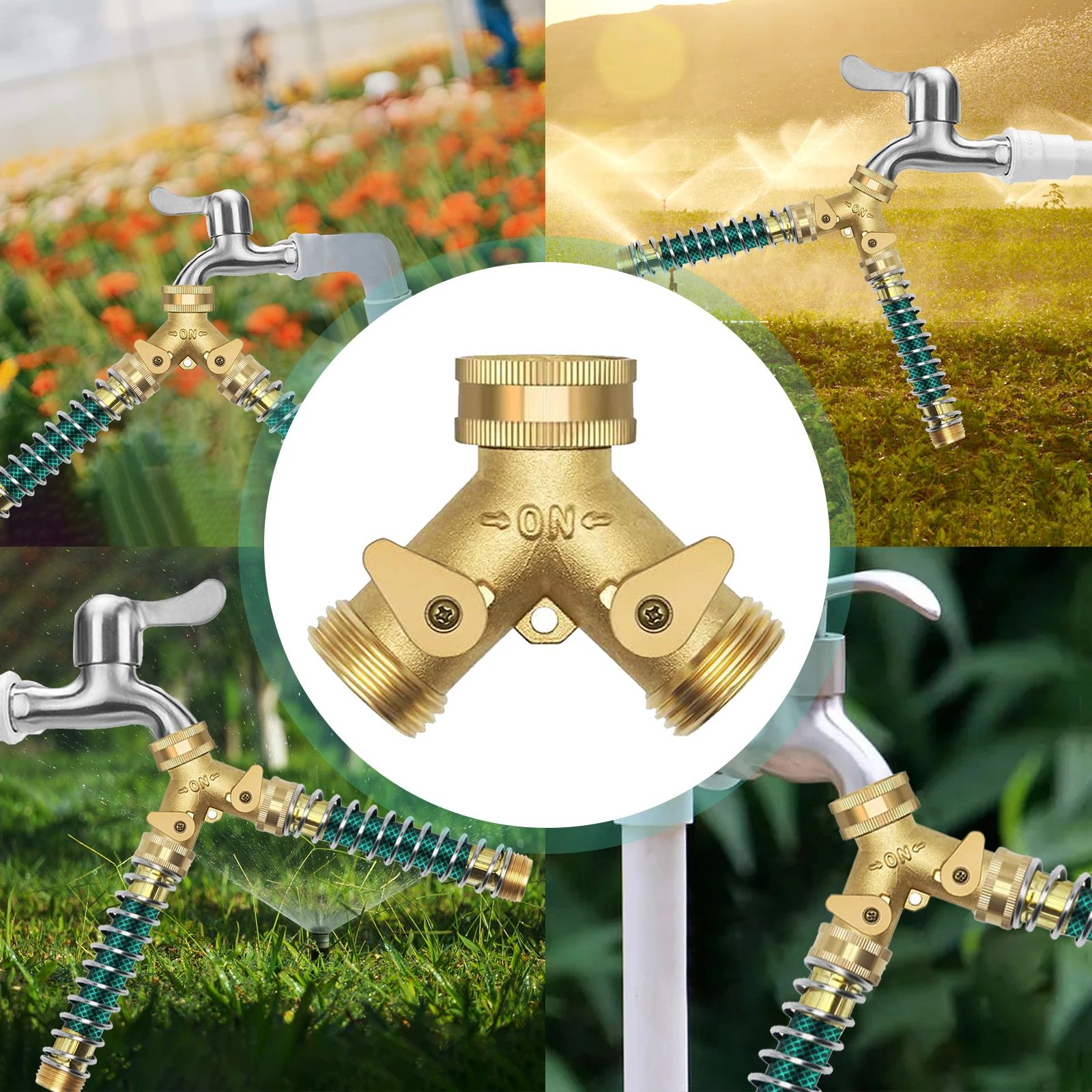 

2 Way Garden Hose Splitters 3/4'' Y Way Connector Faucet Diverter Tap Hose Connector Hose Pipe Splitter with 2 Individual Switch