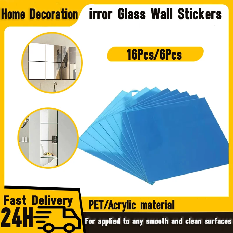 Зеркальная наклейка на стену серебряная декоративная поверхность для дома