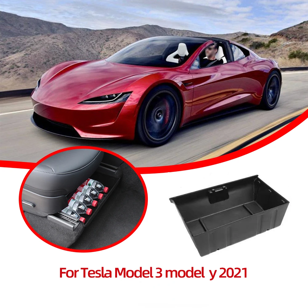 

Для Tesla Model Y под сиденьем, коробка для хранения, контейнер большой емкости, пластиковые рельефные контейнеры для Tesla 2021, модель 3, коробка для ...