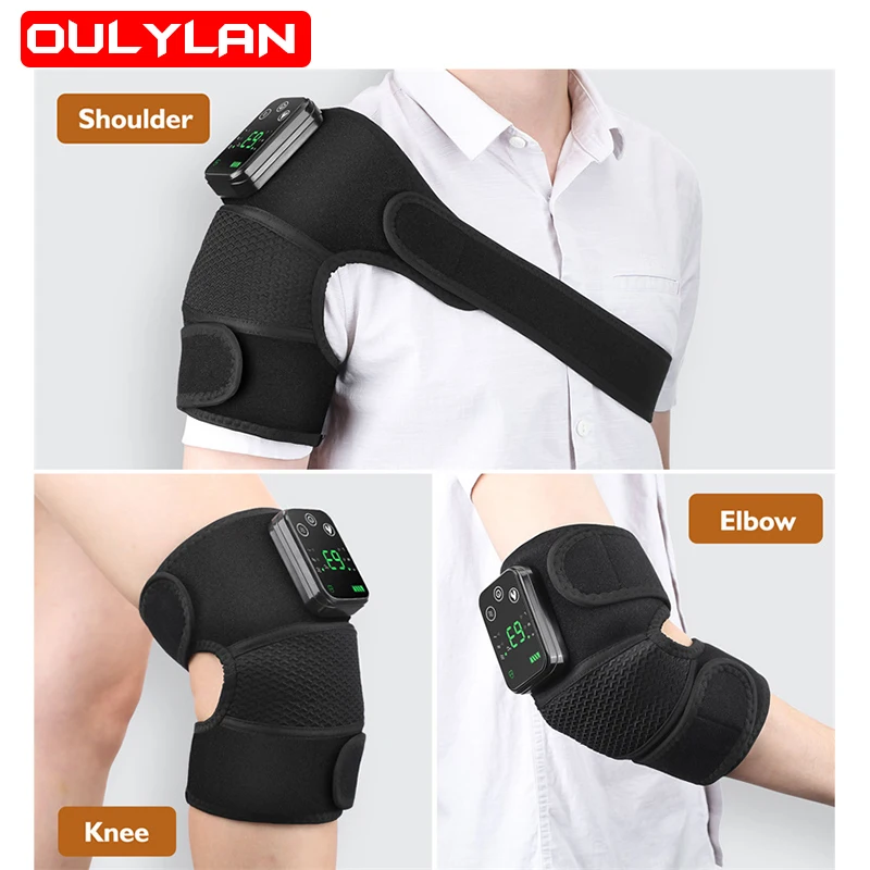 

Oulylan Electric Heating Therapy Knee Massager Relieve Arthritis Pain Knee Joint Brace Support Vibration Knee Massage Healthy