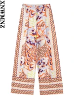 xnwmnz 2022 fashion ladies floral print loose summer pants vintage streetwear trousers bohemian chic trousers women