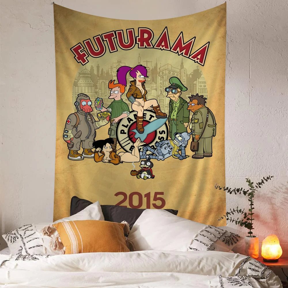 Cartoon Funny F-Futurama Printed Large Wall Tapestry Hanging Tarot Hippie Rugs Dorm Home Decor