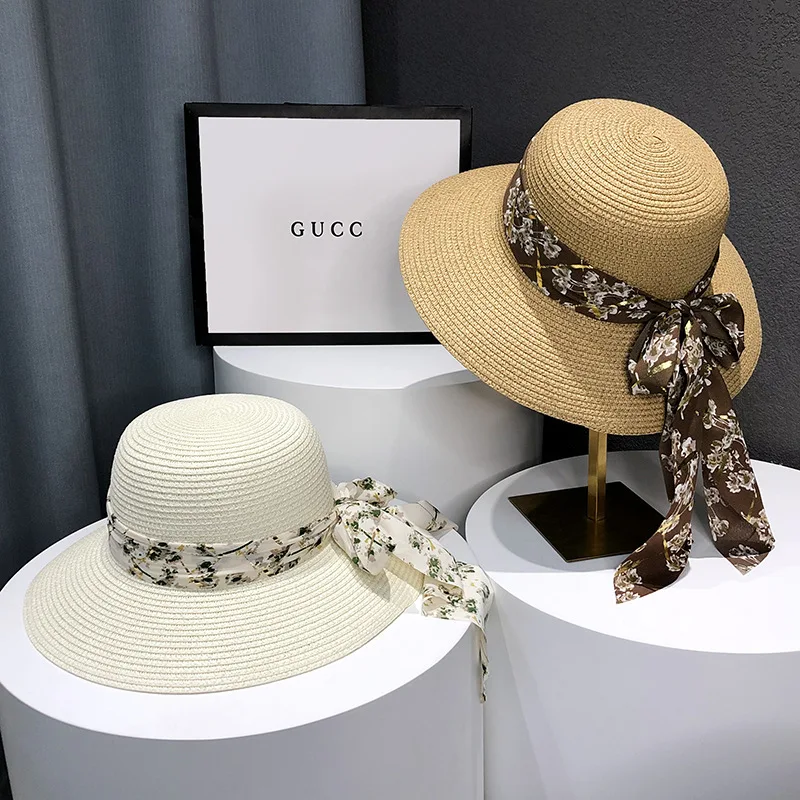 

2023 New Summer Female Sun Hat Bow Ribbon Panama Beach Hats For Women Chapeu Feminino Sombrero Floppy Straw Hat