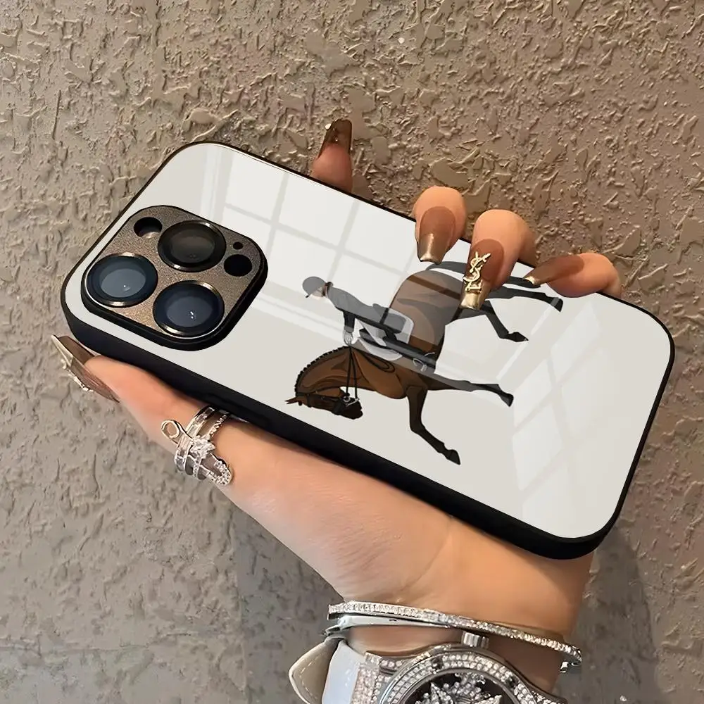 Чехол для телефона Girl Riding A Horse IPhone 16 15 14 Pro 13 12 11 Mini XR Max 6 8 7 Plus SE 2022 Glass Design Cove