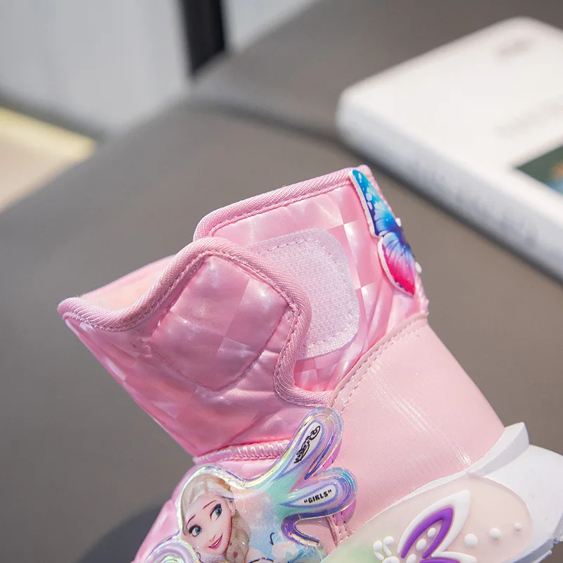 Ботинки детские зимние розовые/фиолетовые с хлопковой подкладкой и мехом размер