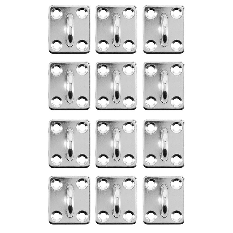 

304 Stainless Steel 5Mm Thick Ring Square Sail Shade Pad Eye Plate Boat Rigging 12Pcs