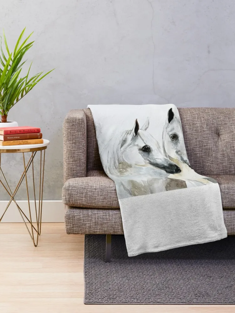Красивое серое одеяло с лошадьми мягкое плед постельное белье термоодеяла