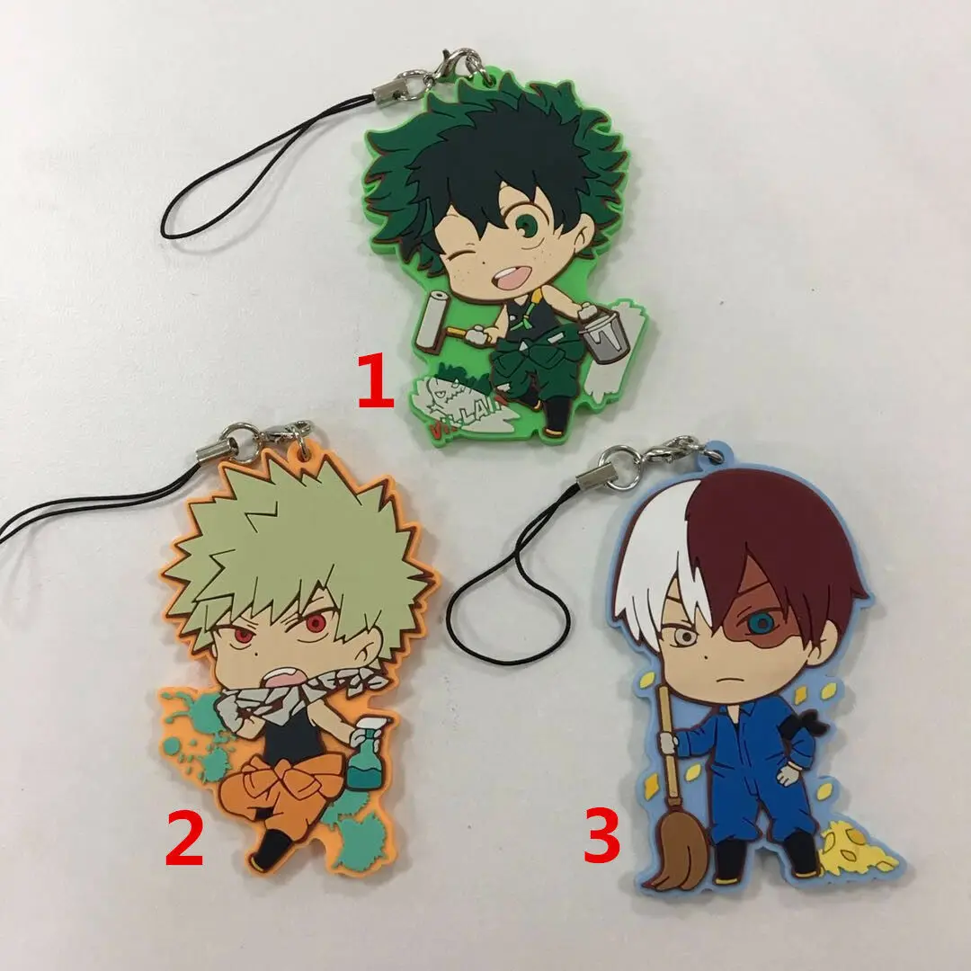 

Boku no Hero Academia Anime Rubber Keychain Key Ring Race Straps Cosplay