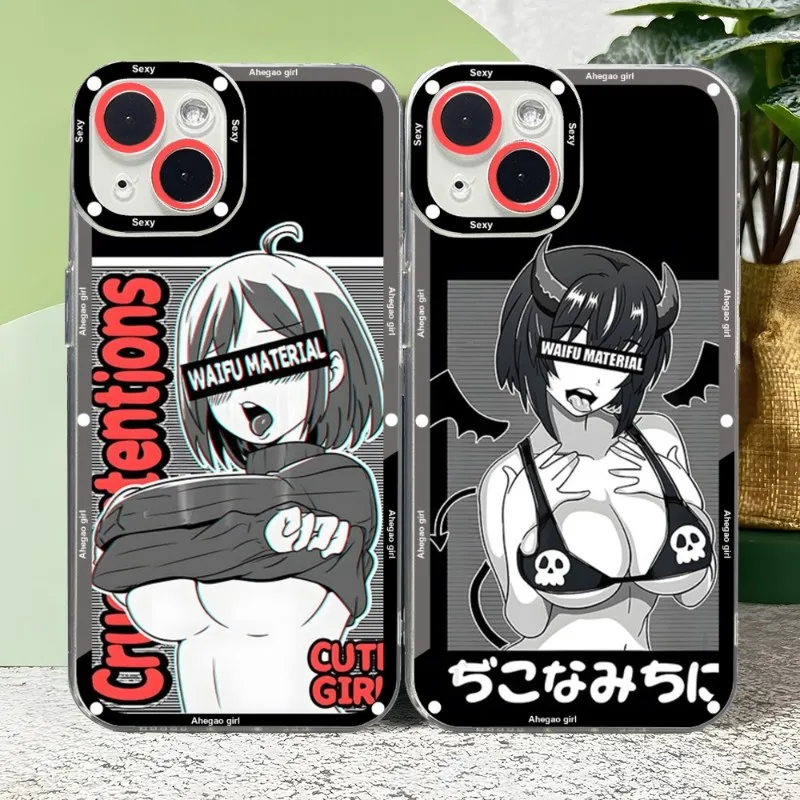 Сексуальный чехол для телефона Hentai Ahegao Girl, чехол для телефона с ангельскими глазами для IPhone 14 Plus 13 12 11 Pro Max Mini, мягкий прозрачный чехол