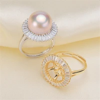 wholesale classic 925 silver ring accessories settings adjustable blank pearl ring setting base for women diy jewelry making