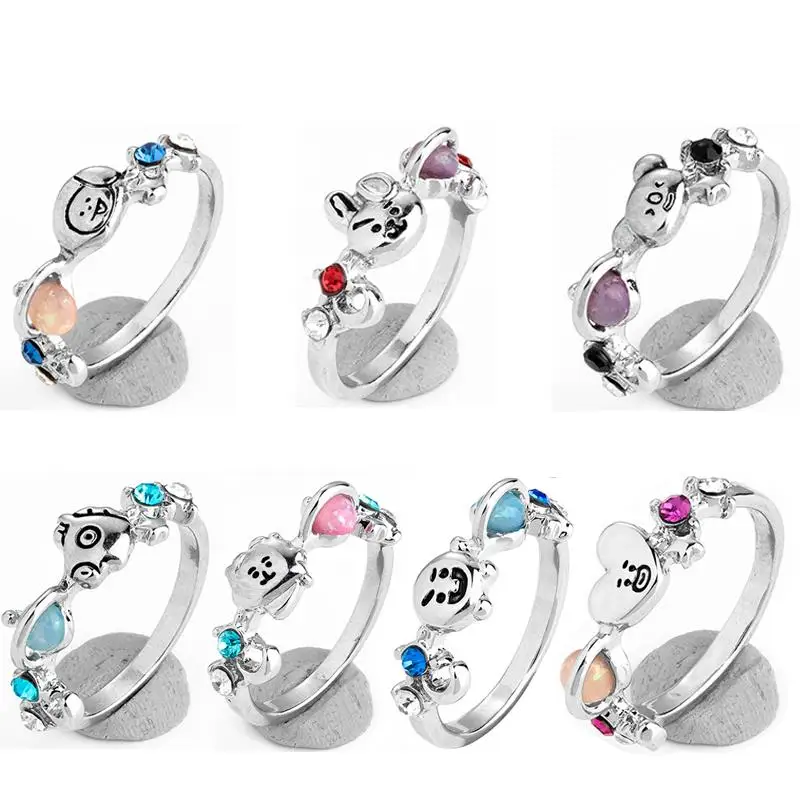 

Корейский Idol Group Bt21 мультфильм кавайный ребенок то же кольцо покрыто ювелирными изделиями и кольцами прекрасный подарок для пары