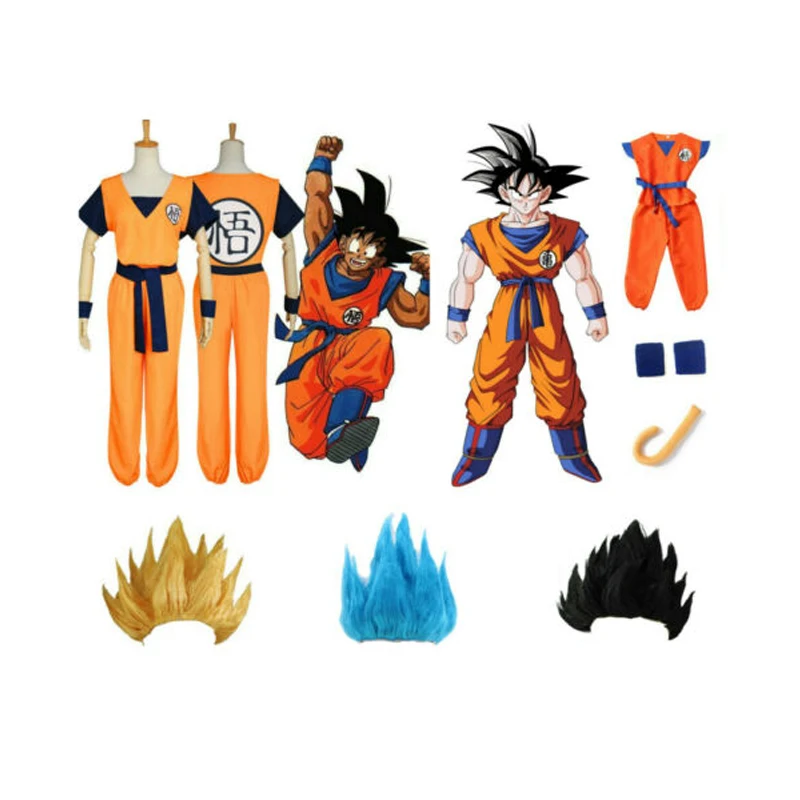 

Boys Girls Adult Kids Z Goku Costume Wig Cosplay Sen Ru Anime Cosplay