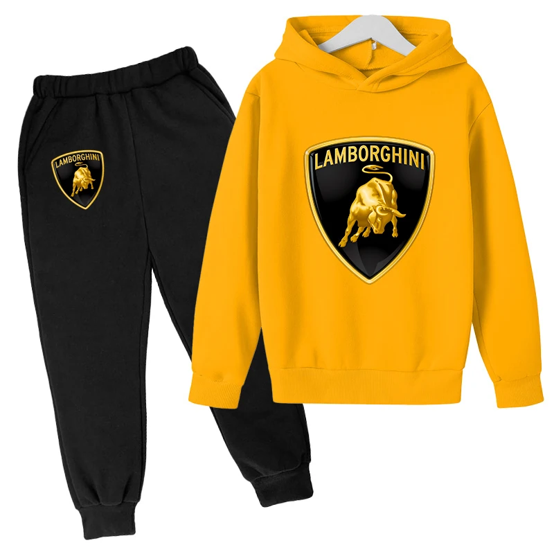 

Модный осенне-зимний костюм Lamborghini для мальчиков и девочек, свитер и брюки, спортивная одежда, новинка 2022, прямые продажи
