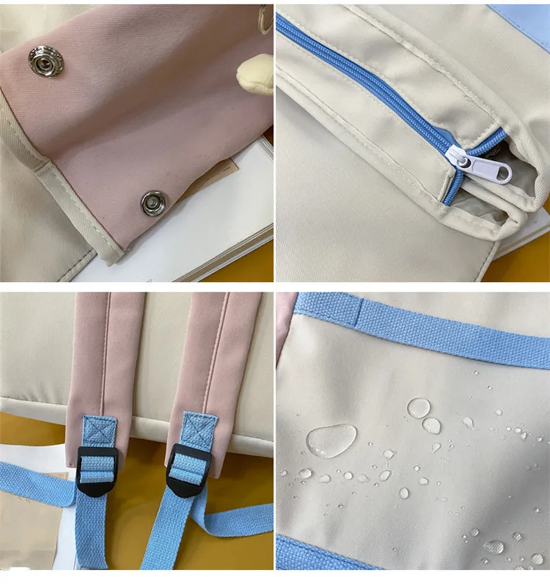 Fashion Simple Casual High School Teenage Girls Backpack Cute Solid Colour Student Schoolbag Large Capacity