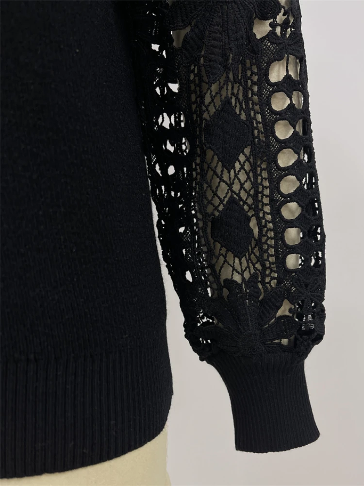 Женский трикотажный свитер с V-образным вырезом и длинным рукавом