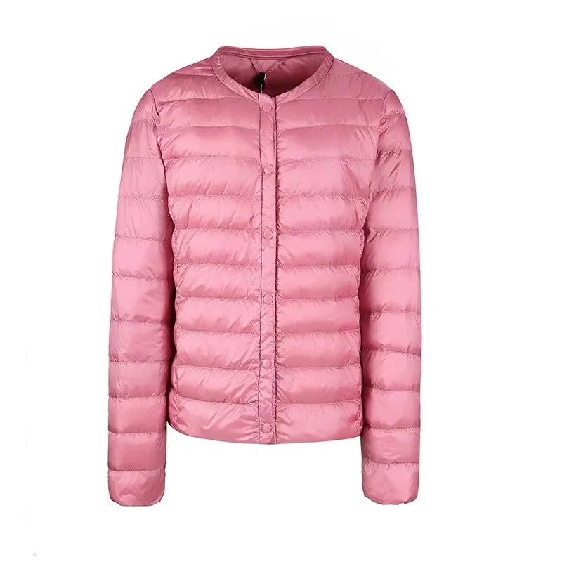 Winter Women Coat Ultralight Puffer 90% Down Jacket O-Neck Button Warm Padded Parka Coat Female Portable Overcoat Chaqueta Mujer