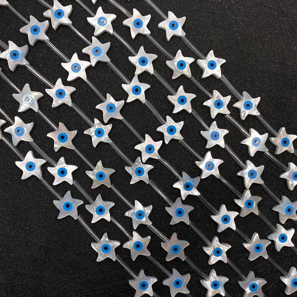 

3pcs Natural Seashell Beads Blue Star Evil Eye Spacer Beads for Women Jewelry Making DIY Bracelet Necklace Charm Accessories