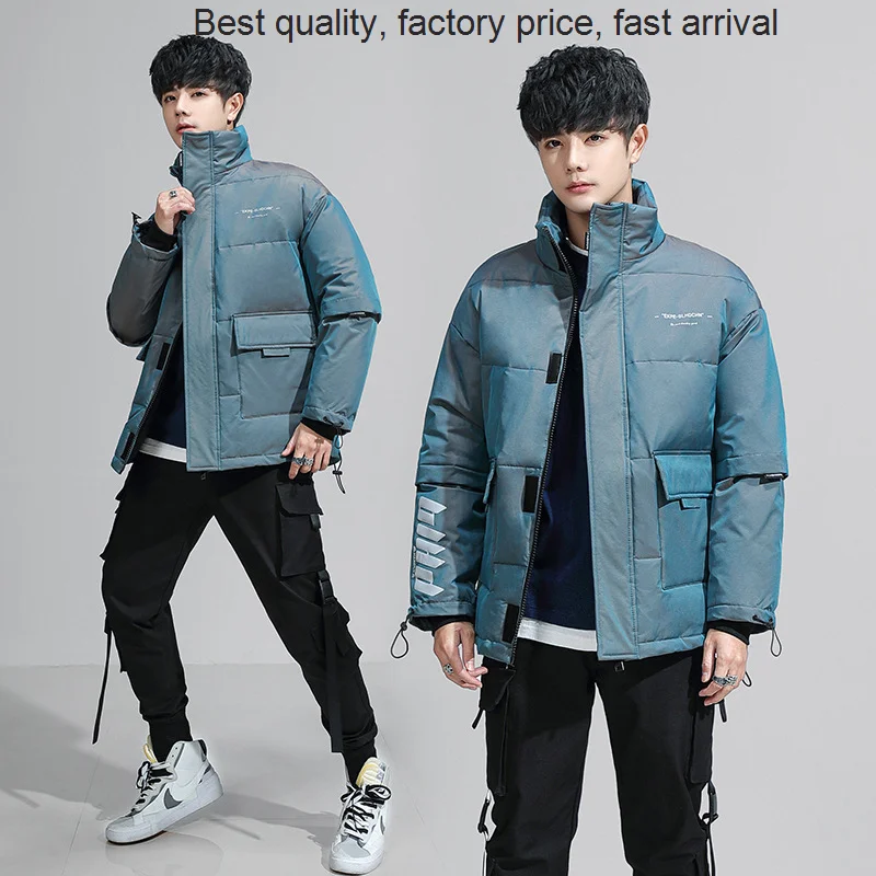 High quality luxury 2023 new winter short bright gradient down thickened warm jacket tide brand men's clothing 2882