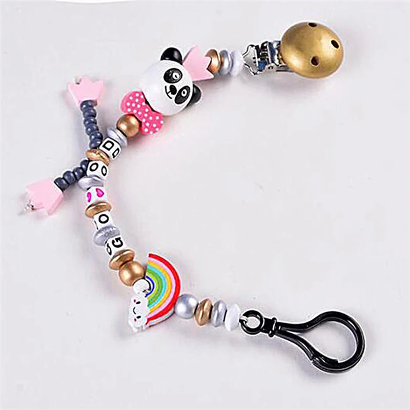 

1PC New Cute Panda Silicone Baby Pacifier Clip Multicolor Rainbow Pacifier Chain For Baby Teething Soother Baby Chew Toy