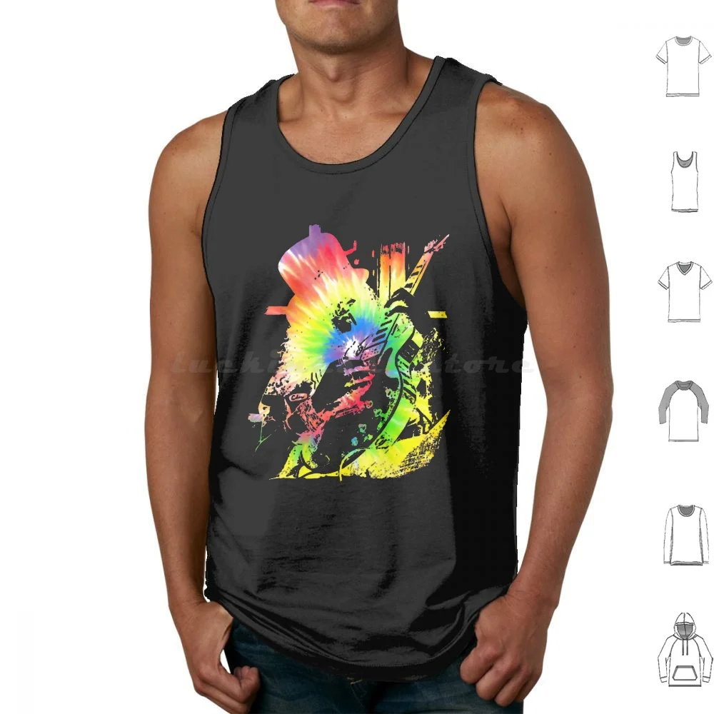 

Water Color Slash Tank Tops Print Cotton Guns And Roses Guitar Band 80S Guns Hard Roses N Roll Heavy Metal Axl Rose