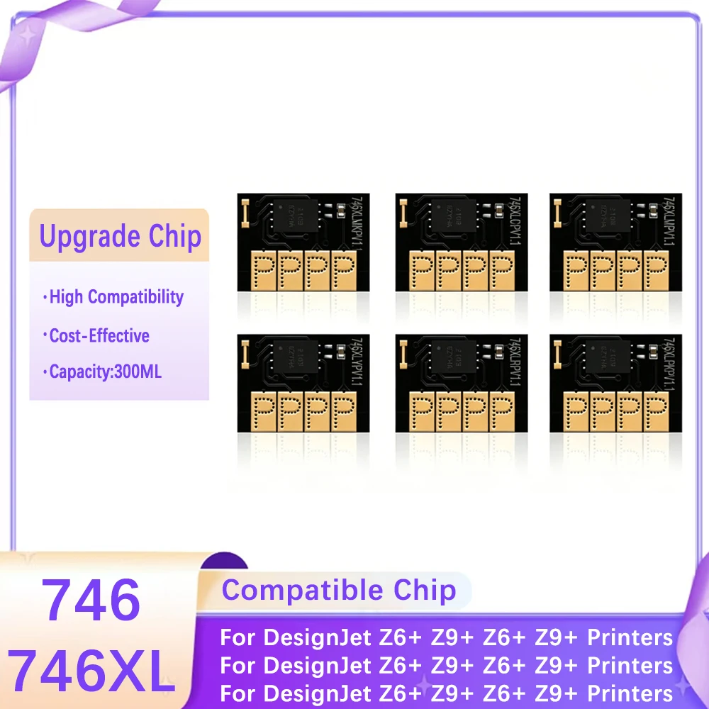 Фото НОВЫЙ Улучшенный чип для чернильных картриджей 746 746XL 747 747XL XL, 300 мл, одноразовый, совместимый с принтерами HP DesignJet Z6+ Z9+ №1