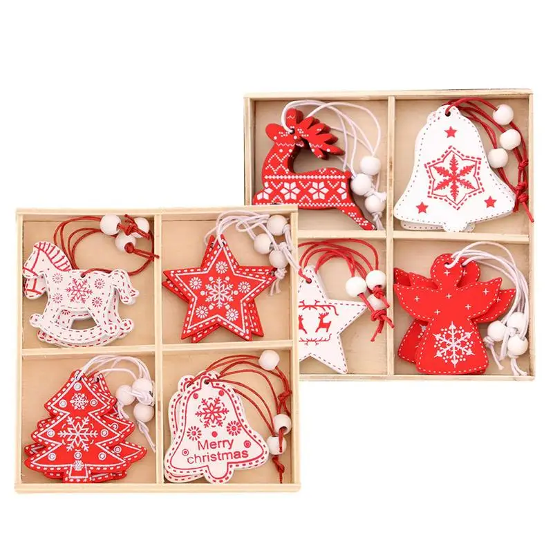 

Christmas Ornaments 12PCS Christmas Tree Pendants Christmas Tree Decoration Ornaments Hangable Wooden Christmas Ornaments