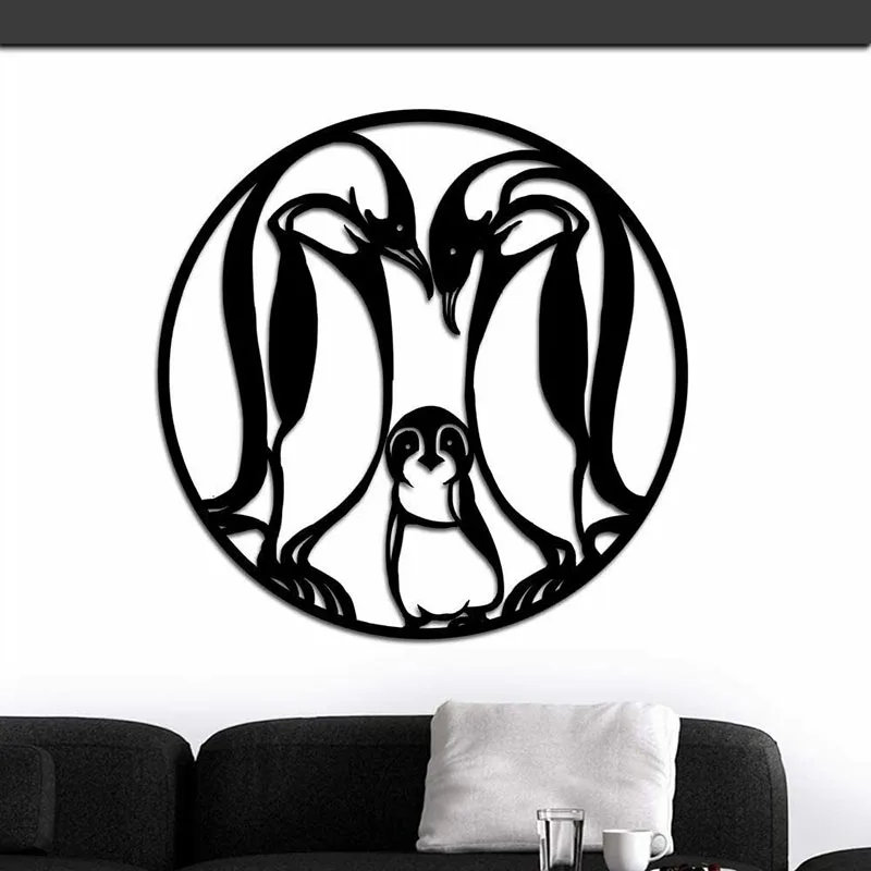 

Penguin Wall Art Penguin Family Animal Themed Metal Artwork For Home Wall Decor Home Living Room Interior Decoration Metal Art