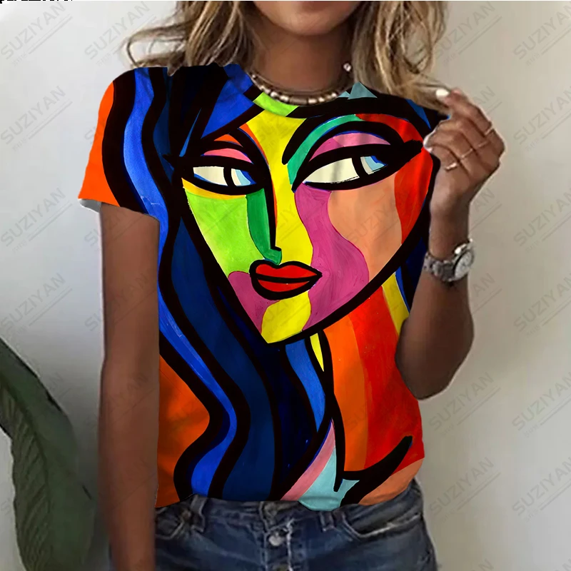 

2023 New Women's T-shirt 3D Flower Print Short Sleeve Top Fashion Casual Harajuku Women's Y2k Girls' Round Neck Pullover Top