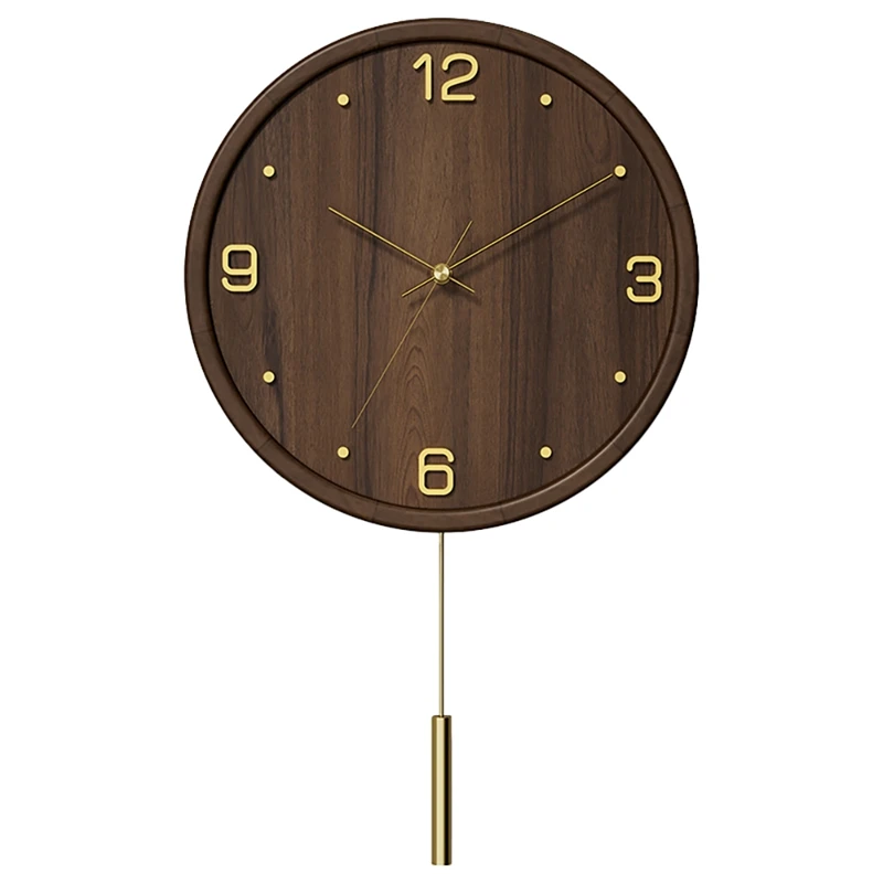 

Modern Design Chinese Solid Wood Pure Copper Wall Clock Fashion Simple Decorative Clock Living Wall Clock For Household