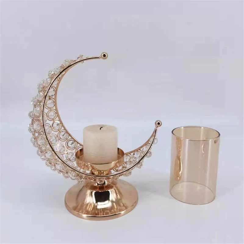 

Ramadan Candlestick Moon Shaped Candle Stand Holder for Eid Mubarak Candlestand Home Decoration