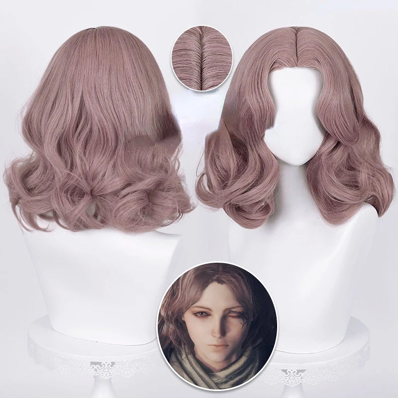 

Cosplay Wig Game Elden Ring Melina Medium Long Curly Brown Pink Party Role Play Wavy Hair Heat Resistant Synthetic Wigs+Wig Net