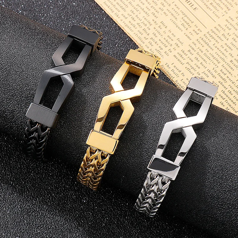 

Stainless Steel Men's Link Chain Bracelet Gold Silver Fashion Bangle