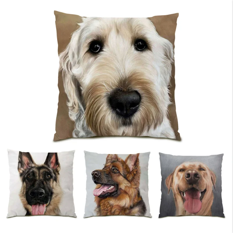 

Pillowcase Animal Dog Deer 45x45 Polyester Linen Decoration Cute Velvet Decorative Office Chair Accessories Cushion Covers E0828