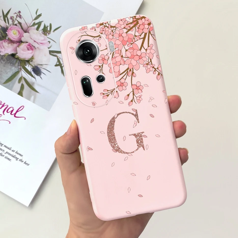 Задняя крышка для Oppo Reno 11 5G Reno11 F с милыми коронными буквами Мягкая силиконовая