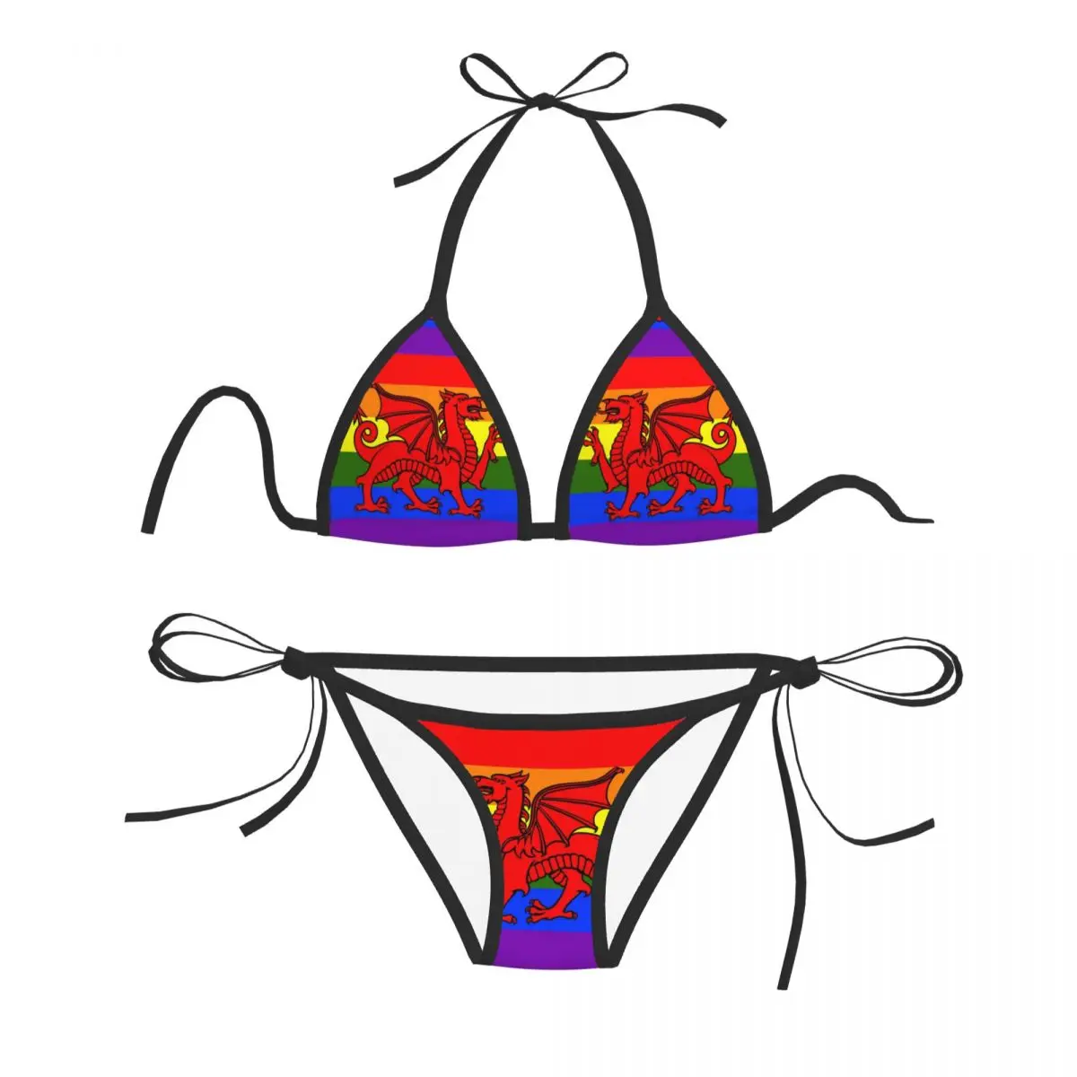 

Woman Swimsuit Sexy Bikini 2022 Swimwear Bikini Set Bathing Suit Rainbow Flag Wales Two Piece Suit