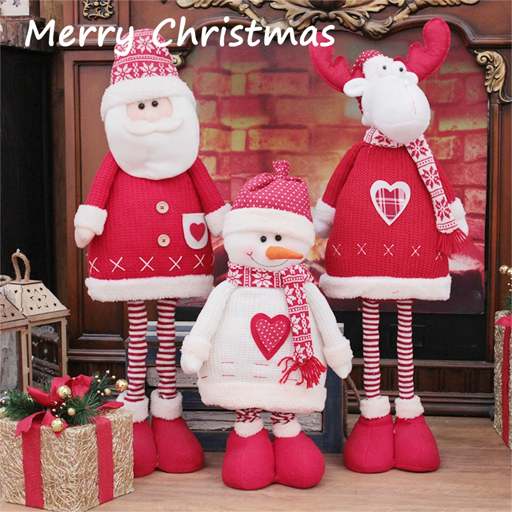 

Large Size Standing Snowman Elk Doll New Year Christmas Big Santa Claus Ornaments Retractable Doll Christmas Decoration Gifts