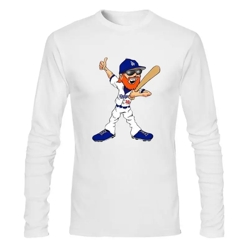 

Мужская одежда Джастин Тернер La Dodgers серия мира Mvp мультфильм борода Бейсбол веер футболка брендовая футболка