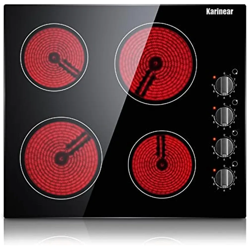 

220-240v Electric Radiant Cooktop with Knob Control, Residual Heat Indicator, Over-Temperature Protection, Hard Wire(No Plug)