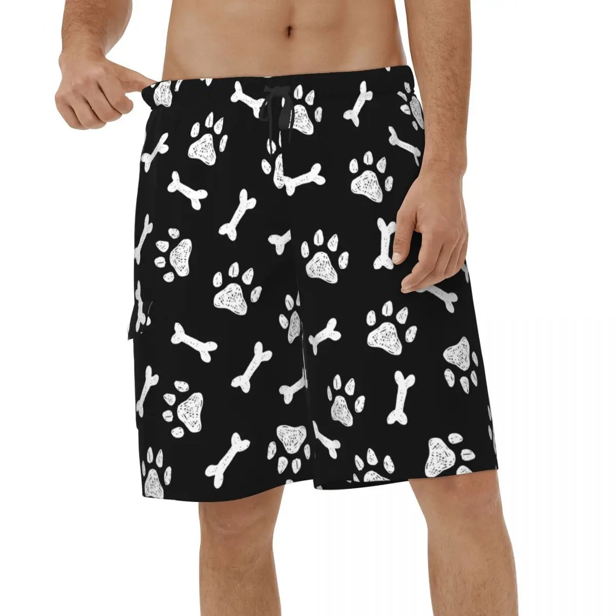 

Fashion Cute Animal Paw Pattern Men Beach Shorts Sports Swimwear Streetwear Vacation Swimsuits Male Breathable Short Pants