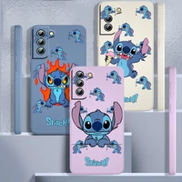 stitch little monster disney phone case for samsung galaxy s22 s21 s20 fe s10 note 20 10 ultra lite plus liquid rope funda cover