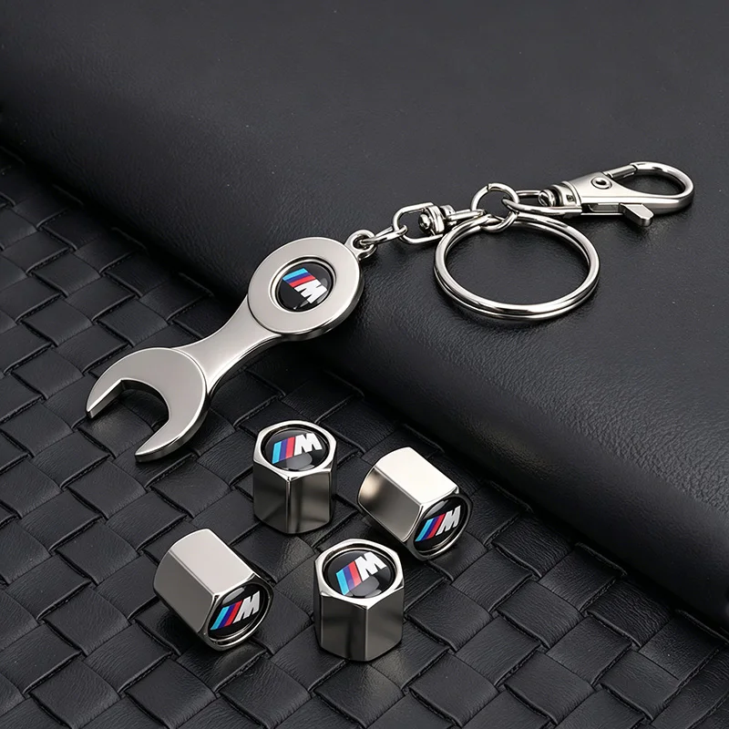 Фото Для BMW M 50TH M3 M5 F30 F20 E30 E34 E36 E39 E46 E91 X1 X3 X5: 4 шт. пылезащитных колпачков для ниппелей автомобильных колес с инструментами №1