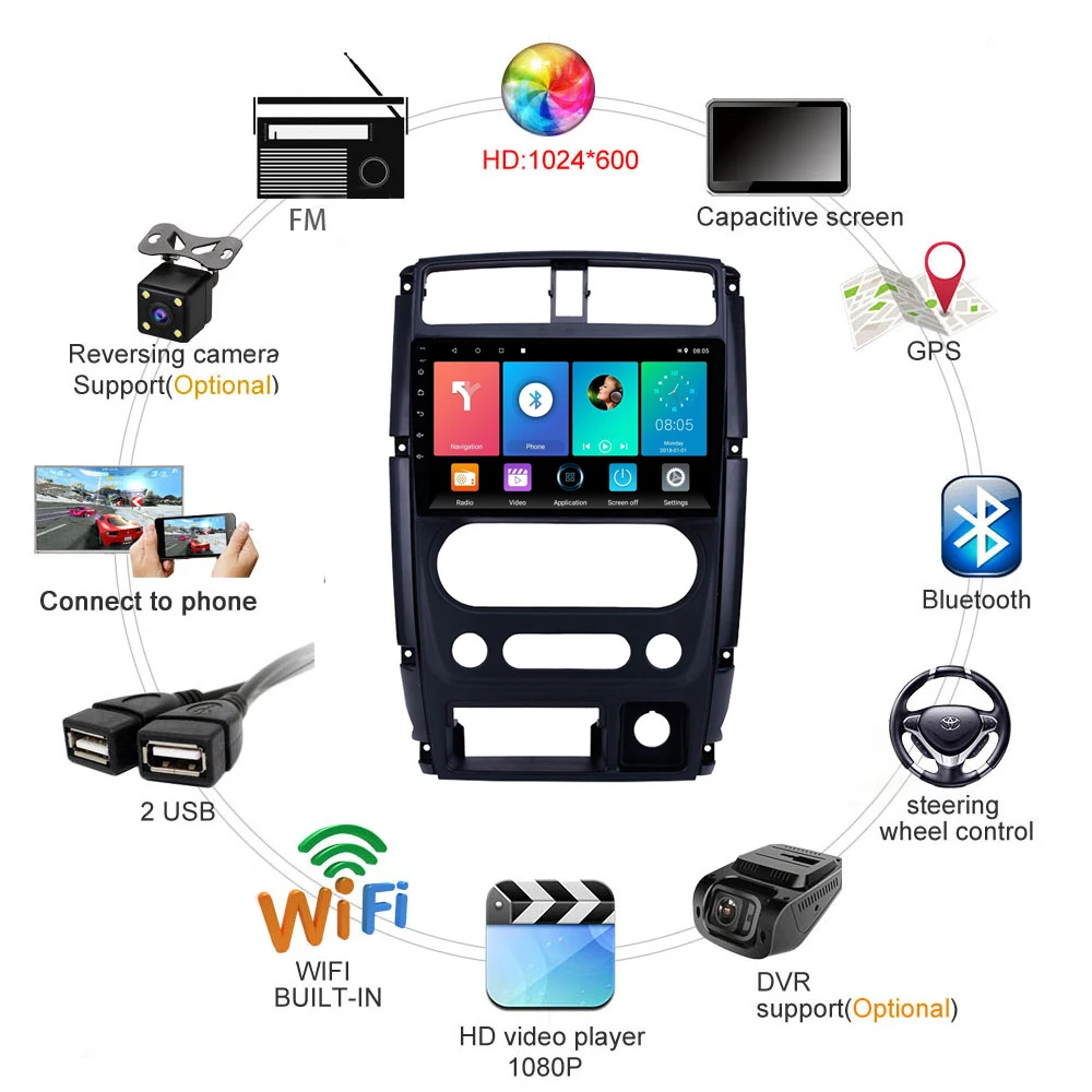 Автомобильный стерео для Suzuki Jimny 2007 2008 2009-201 9 дюймов Android 4G Carplay 2 Din мультимедийный