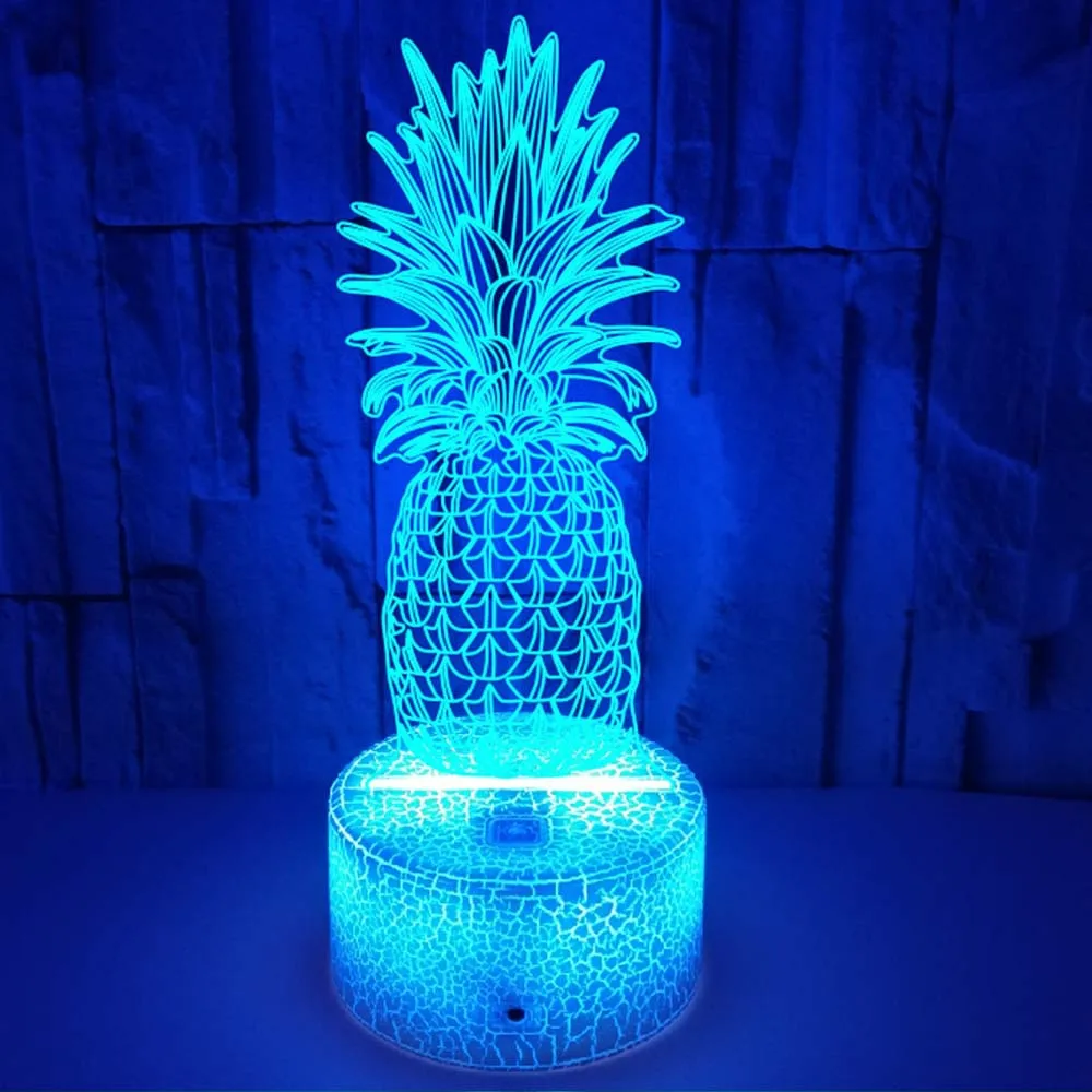 Ночник Nighdn в виде ананаса для детей 3D иллюзионная лампа 7 цветов светодиодный