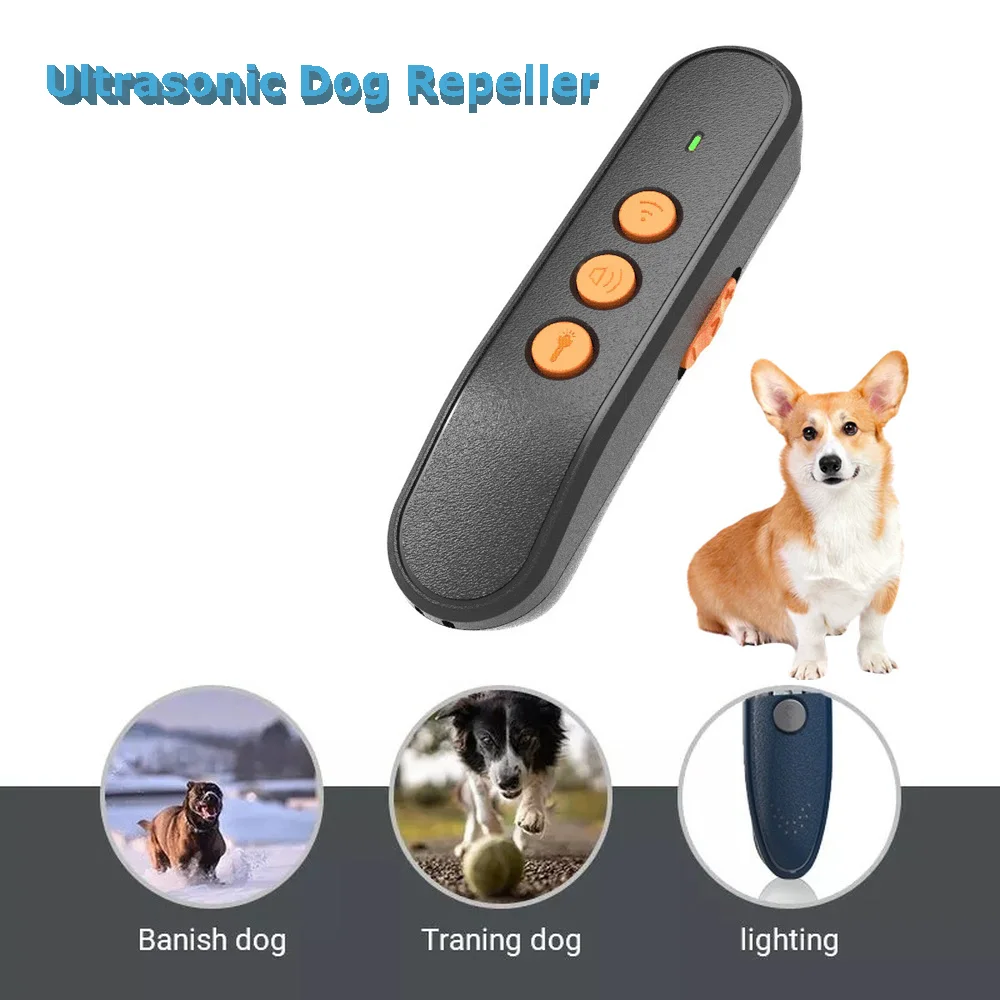 

Ultrasonic Dog Repeller Anti Bark Stop Barking Dog Training LED Hand-held Bark Stopper Control Trainer Dog Training Equipment