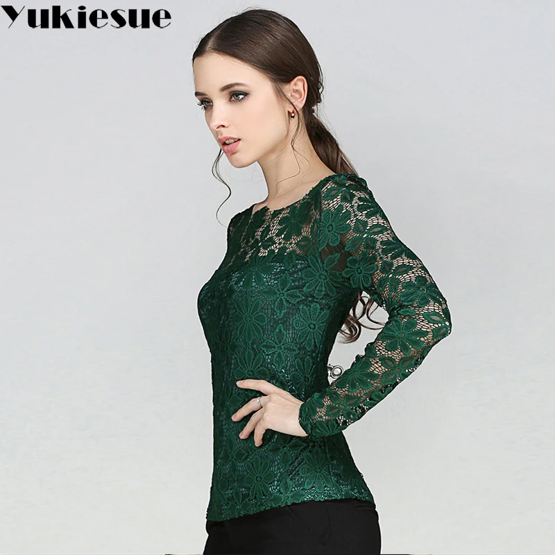 Женская кружевная блузка сезон лето-осень 2022 Женские топы и блузки однотонные